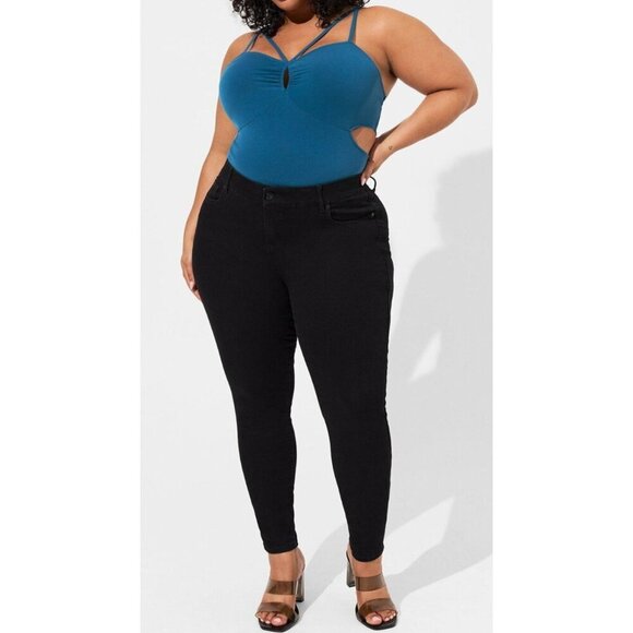 TORRID Studio Knit Sweetheart Strappy Cut Out Bodysuit blue - Picture 3 of 8